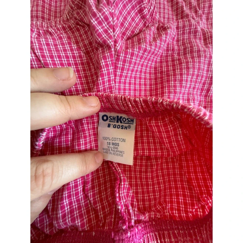 OshKosh B'gosh Dress Set‎ Baby Girls 18M Pink Plaid Vintage Gingham Bloomers 2pc